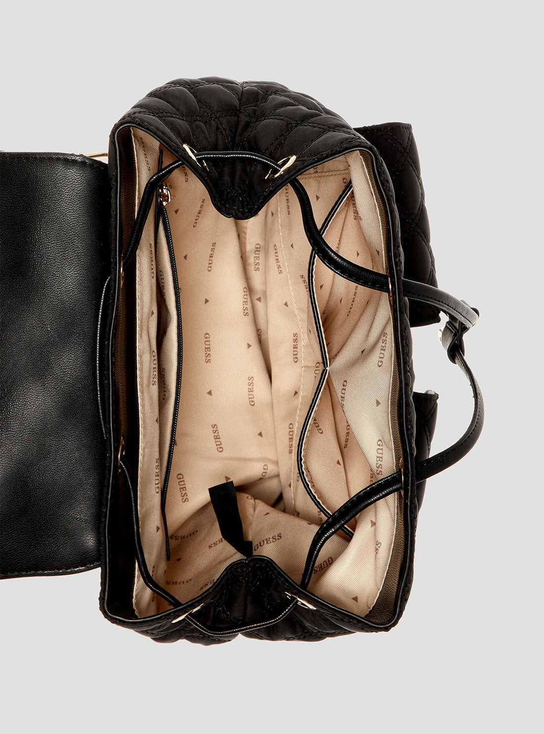 GUESS Womens Black Giully II Flap Backpack YQ967333 Inside View