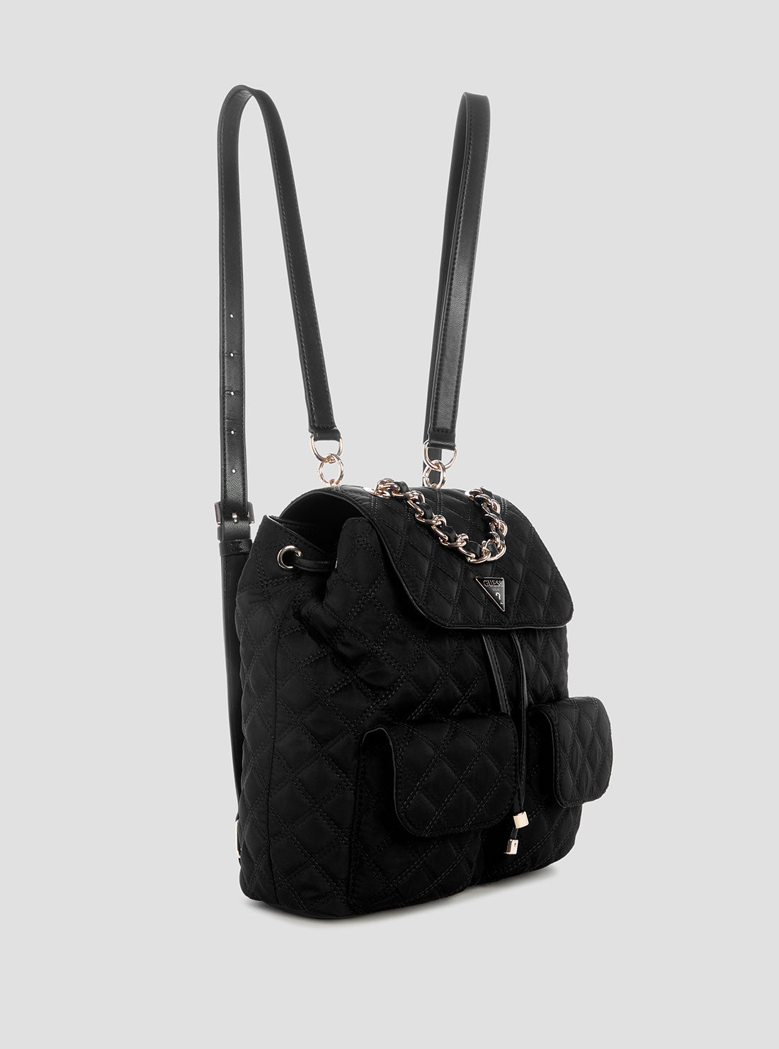 GUESS Womens Black Giully II Flap Backpack YQ967333 Front Side View