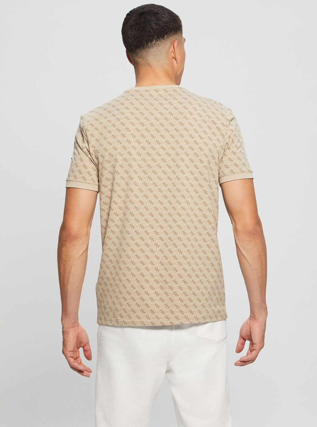 Eco Beige Logo Jamey Active T-Shirt | GUESS men's Apparel | back view