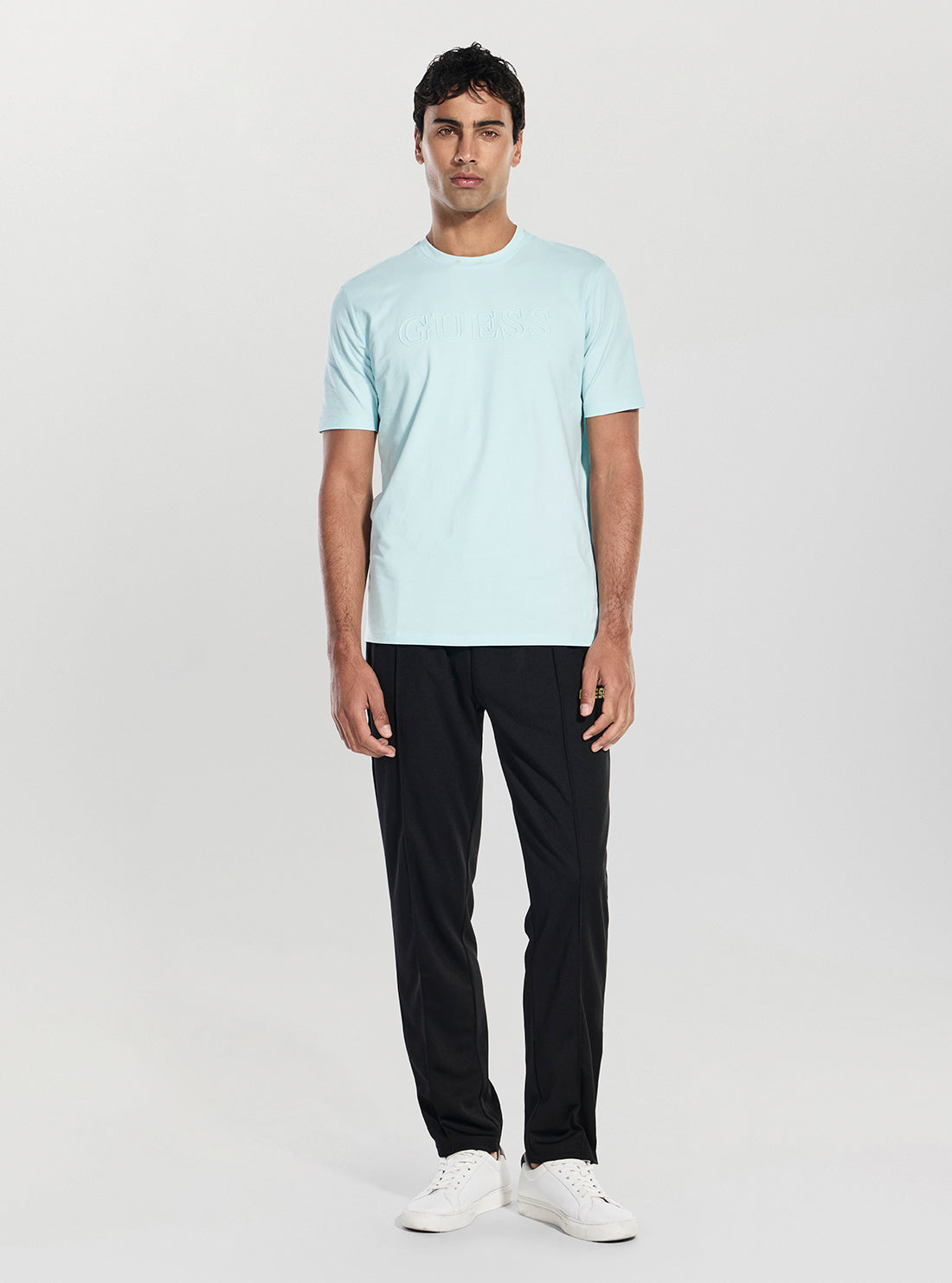 GUESS Mens Dazzle Aqua Alphy T-Shirt Z2YI11J1314 Full View