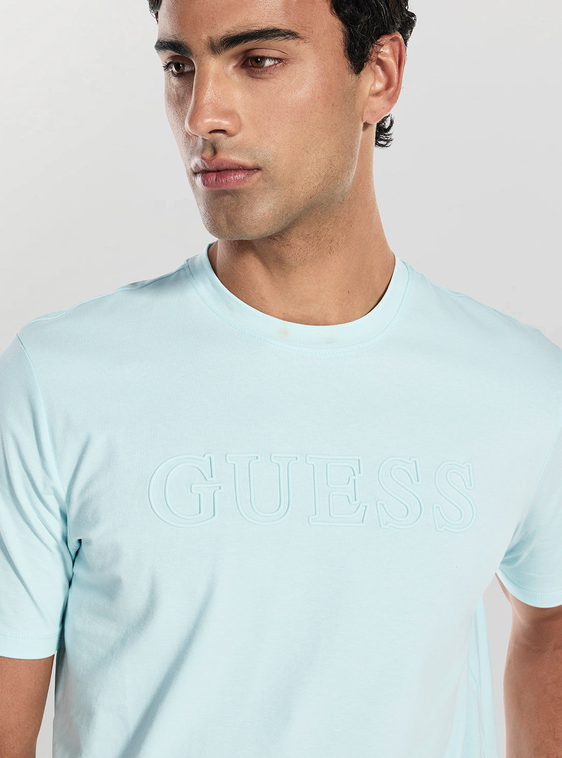 GUESS Mens Dazzle Aqua Alphy T-Shirt Z2YI11J1314 Detail View
