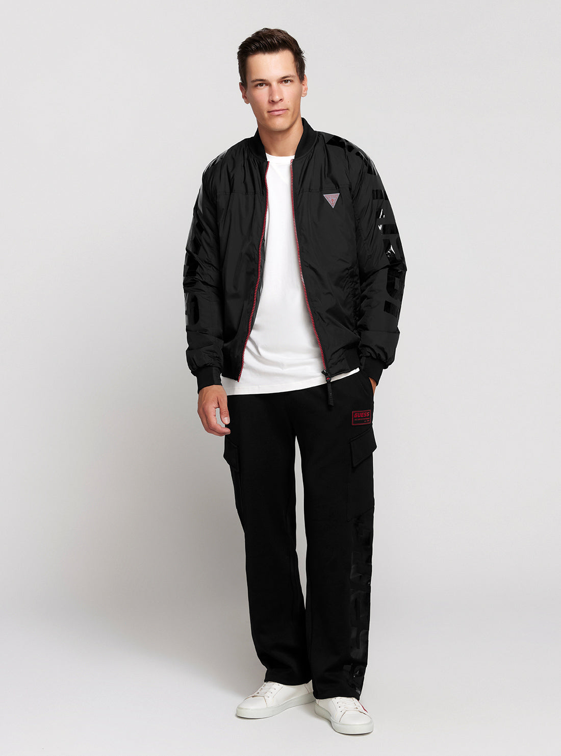 GUESS Black Baloo Bomber Jacket full view