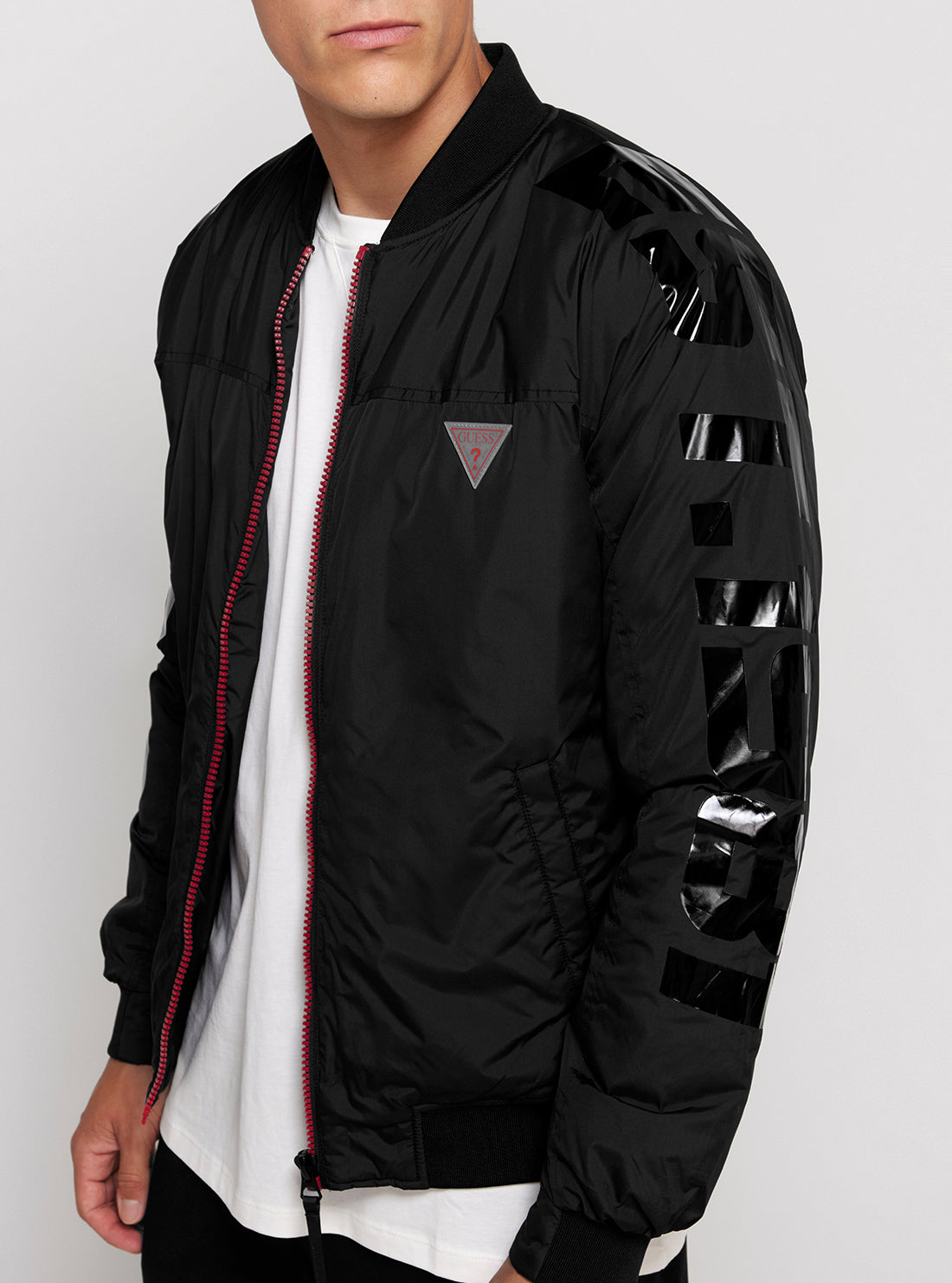 GUESS Black Baloo Bomber Jacket side view