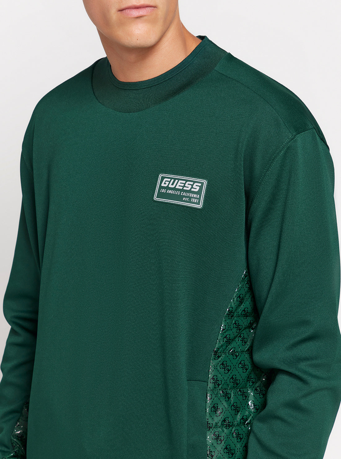 GUESS Green Gaston Crew Neck Jumper detail view