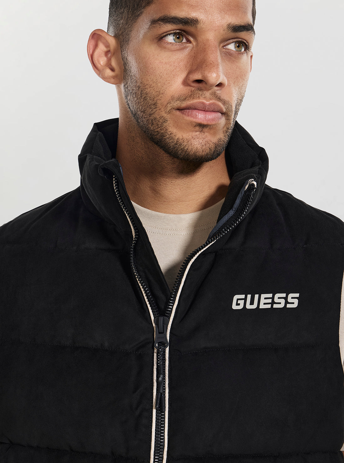 GUESS Mens Black Moka Padded Vest Z5BL01W3230 Detail View