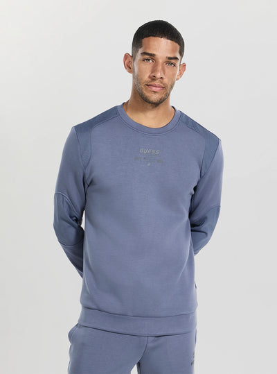 GUESS Mens Blue Ryota Active Sweatshirt  Z5BQ00KCNS2 Front View