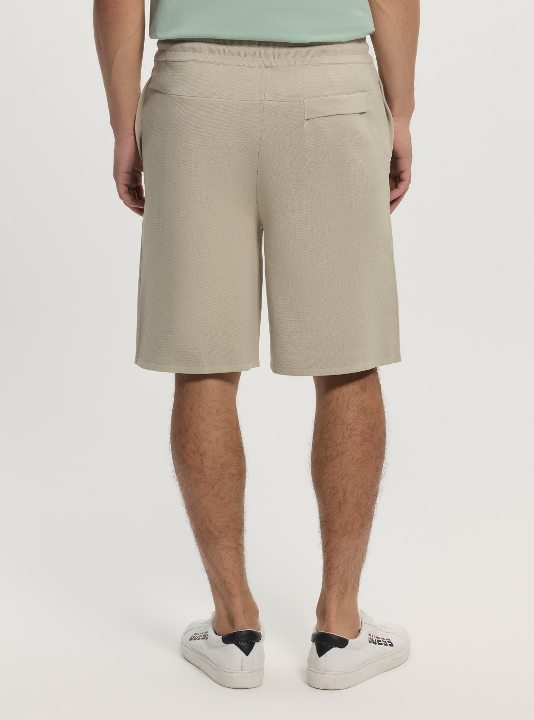 GUESS Mens Eco Beige Midho Knit Active Shorts Z5GD05Z2Q42 Back View