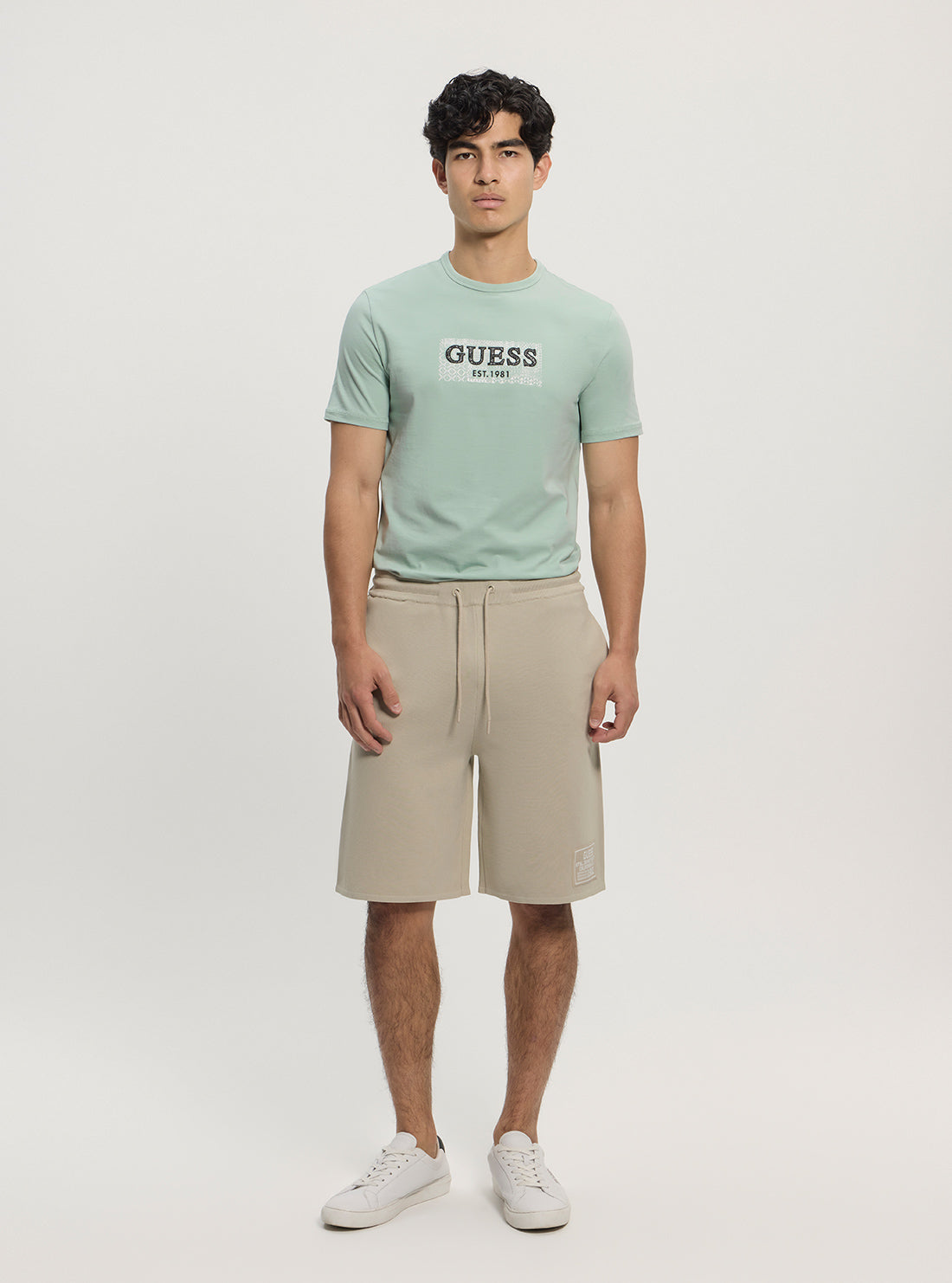 GUESS Mens Eco Beige Midho Knit Active Shorts Z5GD05Z2Q42 Full View