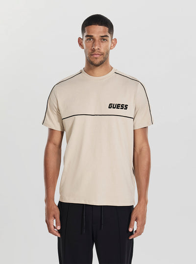GUESS Mens Beige Cleto Logo Active T-Shirt Z5YI05I3Z14 Front View