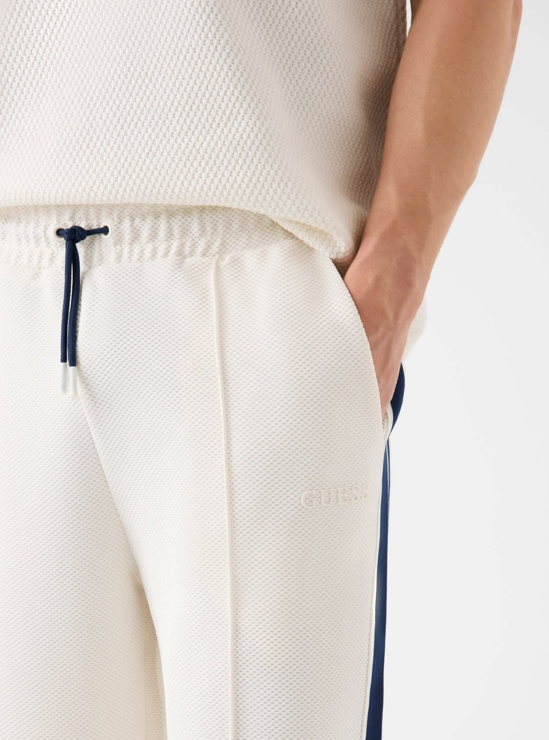 GUESS Mens White Spiros Straight Leg Pants Z6GB14K3211 Detail View