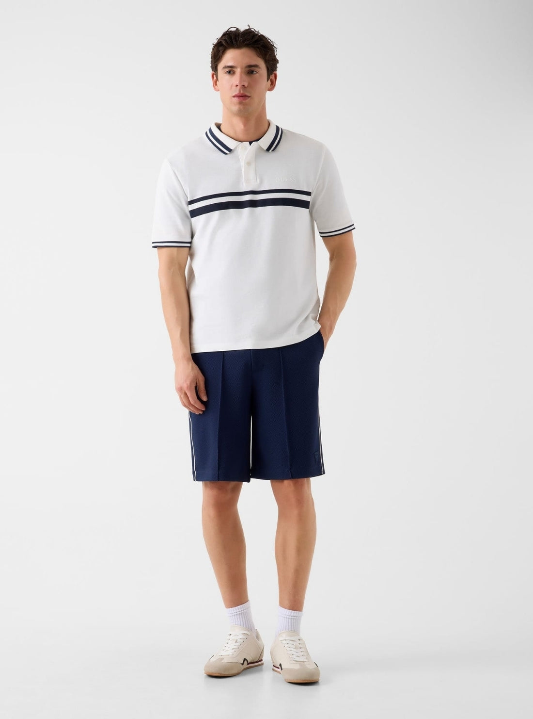 GUESS Mens Silk Blue Spiros Shorts Z6GD11K3210 Full View