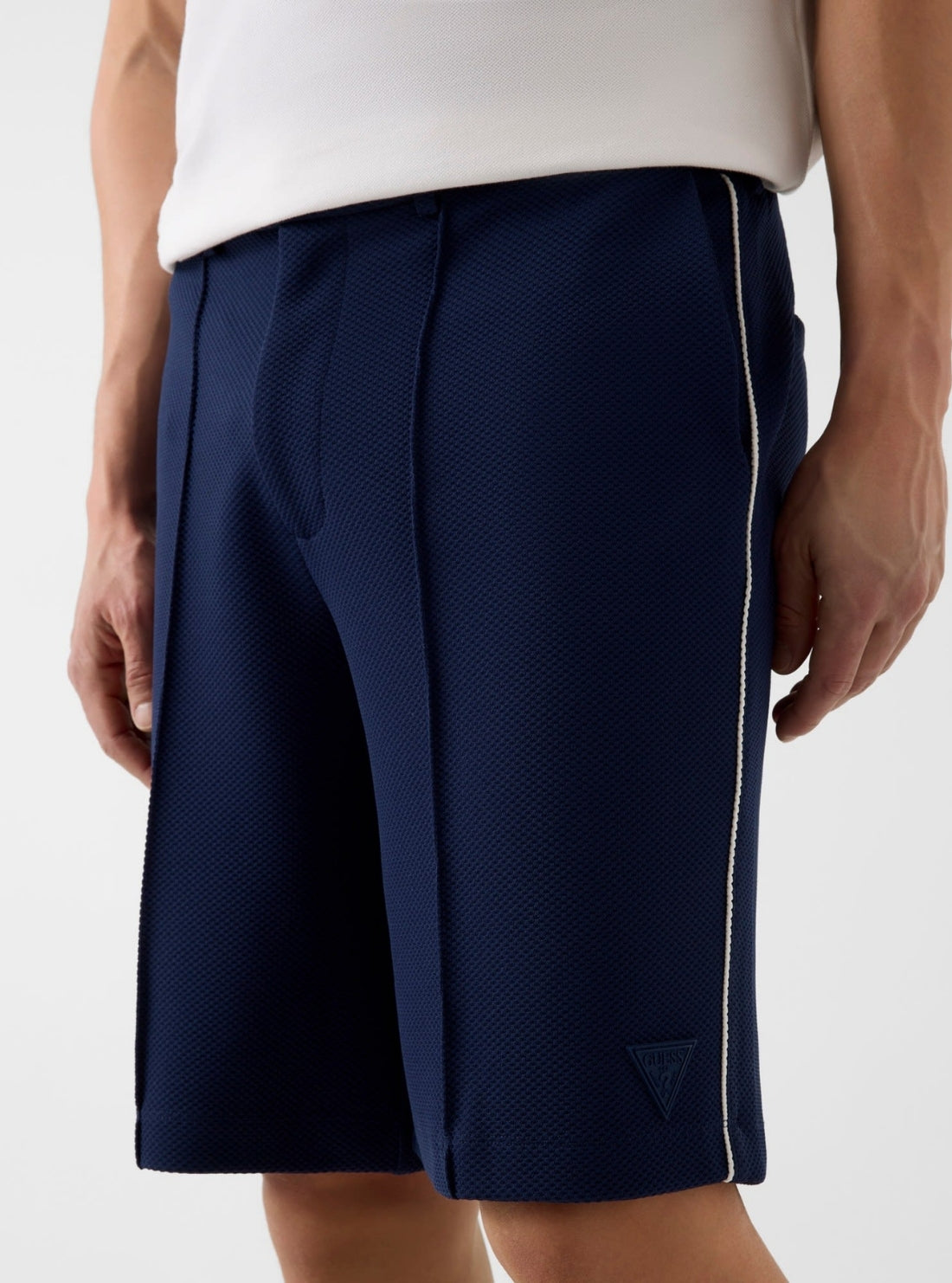 GUESS Mens Silk Blue Spiros Shorts Z6GD11K3210 Detail View