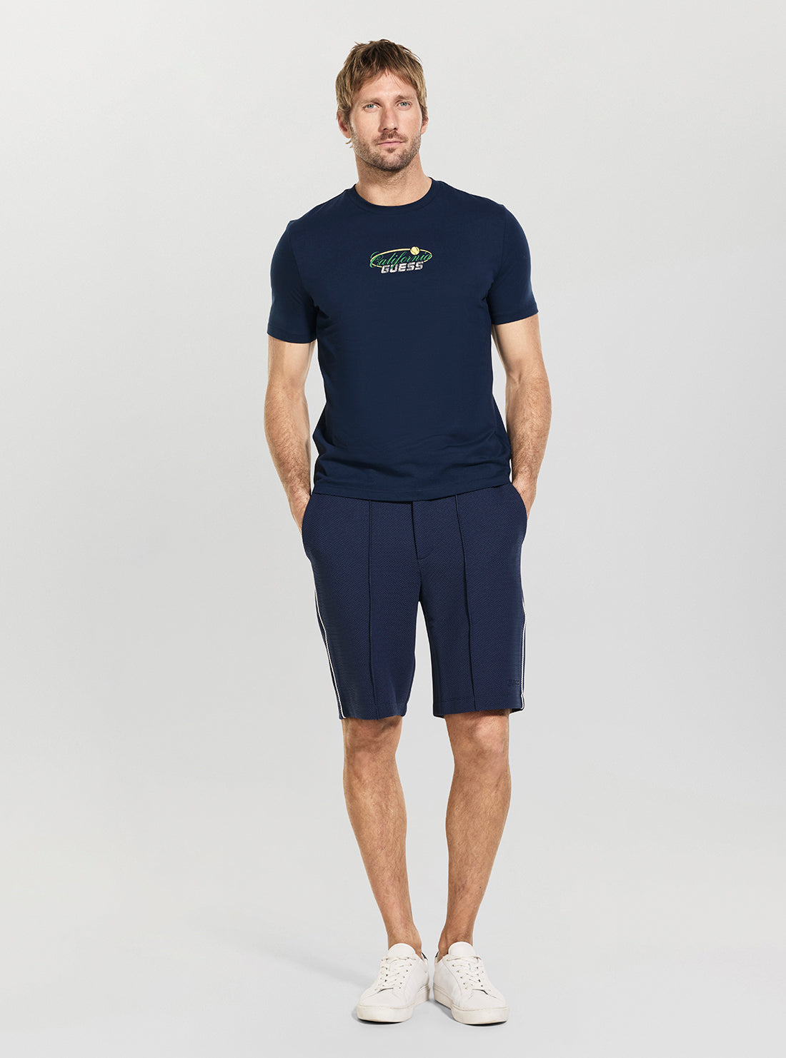 GUESS Mens Silk Blue Gerd T-Shirt  Z6GI15K3205 Full View