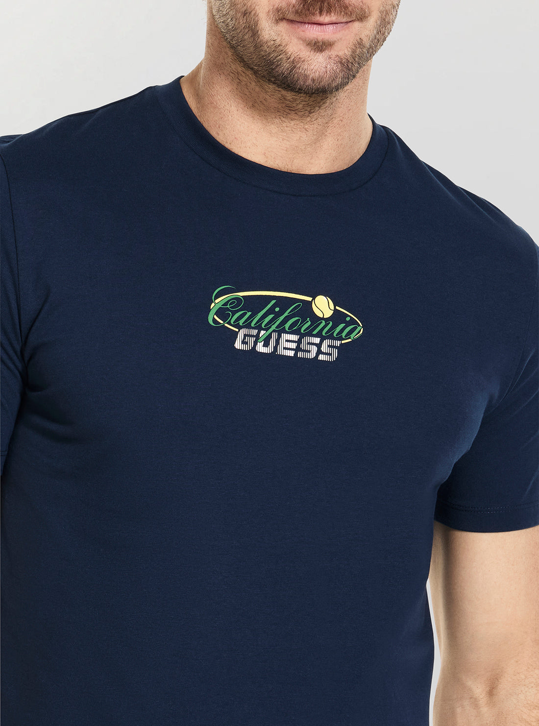 GUESS Mens Silk Blue Gerd T-Shirt  Z6GI15K3205 Detail View