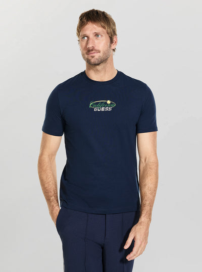 GUESS Mens Silk Blue Gerd T-Shirt  Z6GI15K3205 Front View