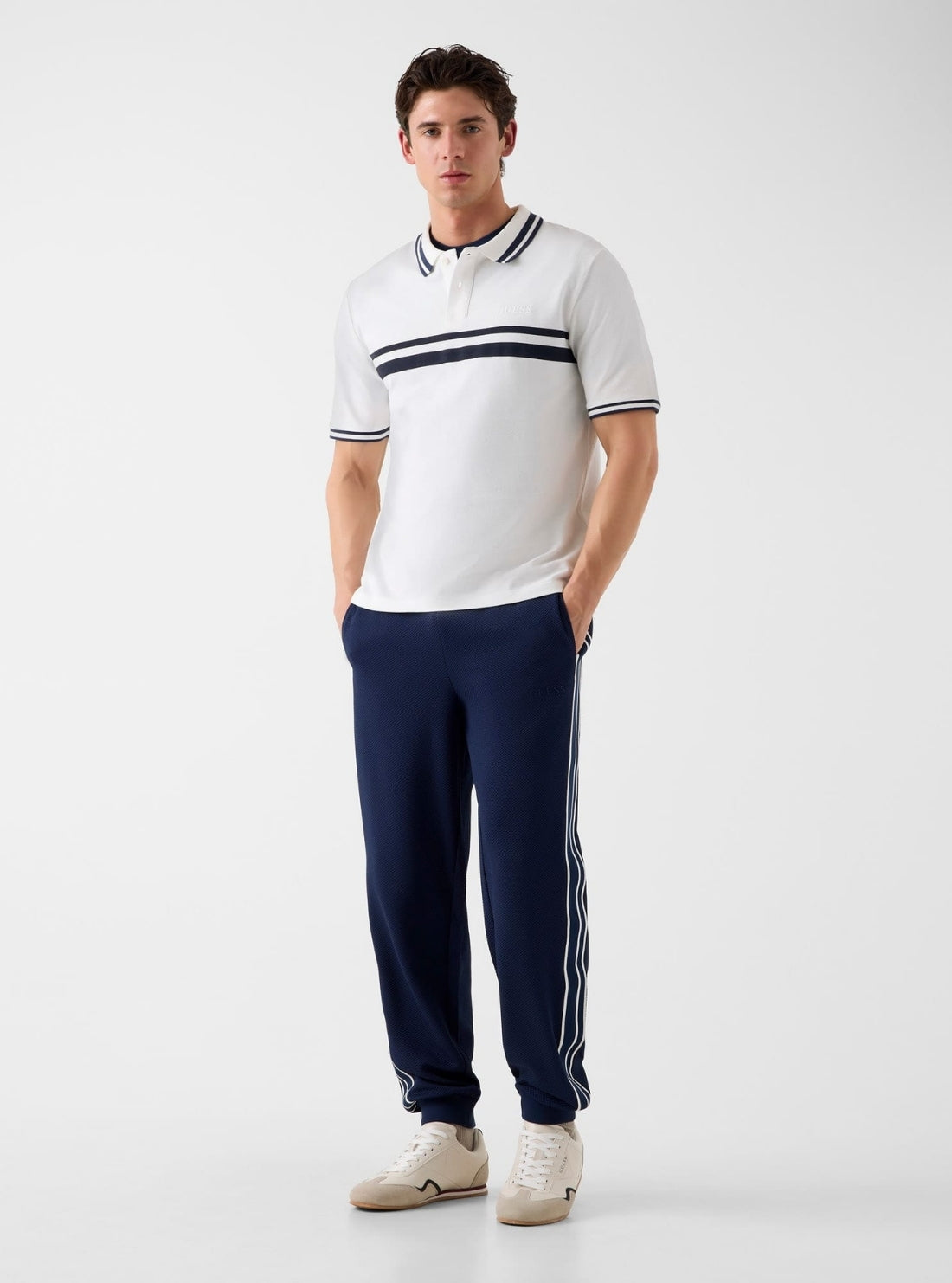 GUESS Mens White Spiros Polo Active Shirt Z6GP04K3207 Full View