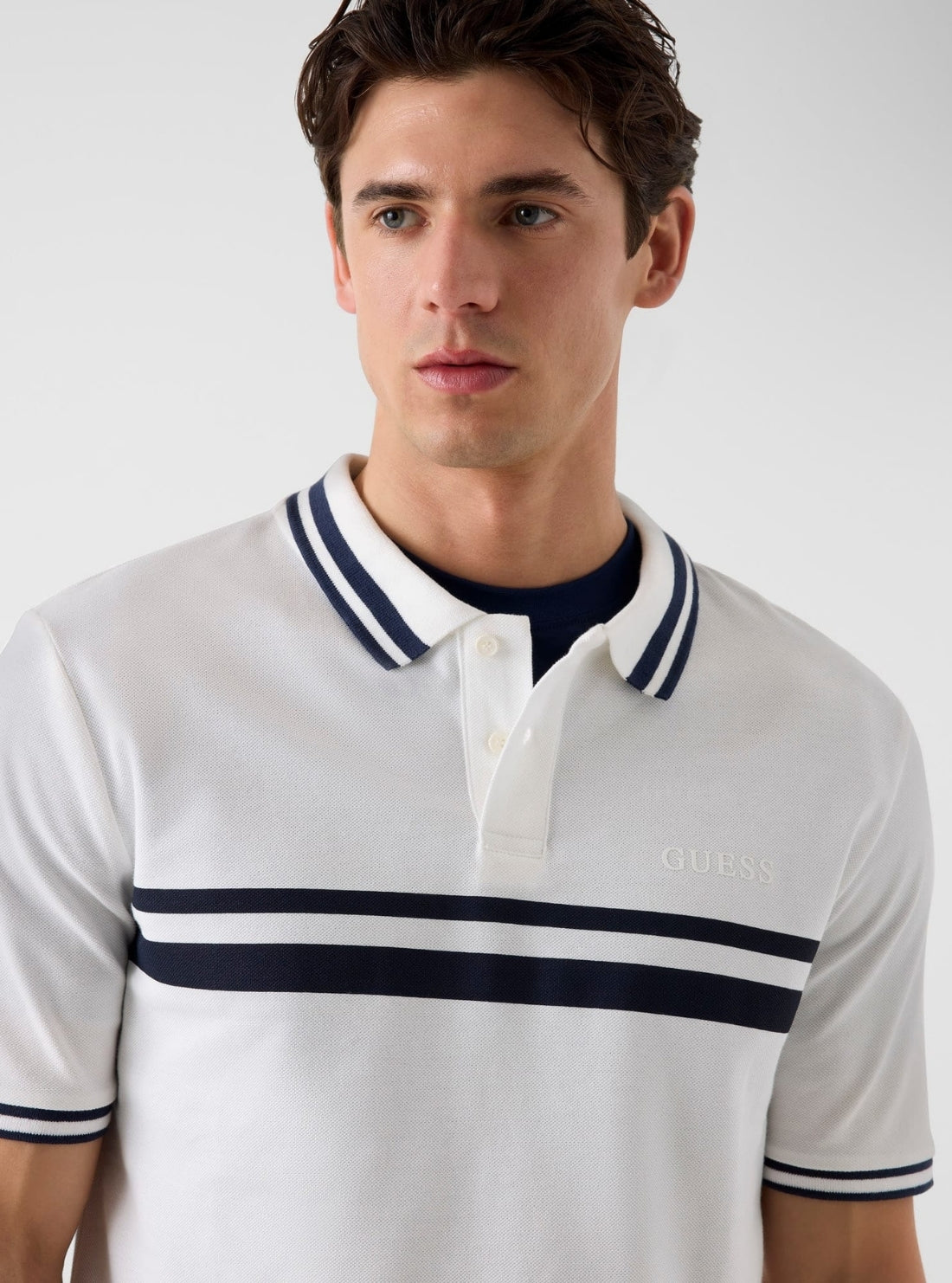 GUESS Mens White Spiros Polo Active Shirt Z6GP04K3207 Detail View