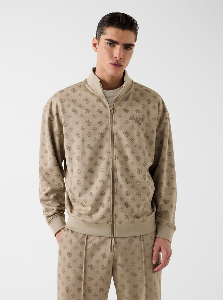 GUESS Mens Impact Grey Logo Ovidio Full Zip Sweatshirt Z6GQ07K2849 Front View