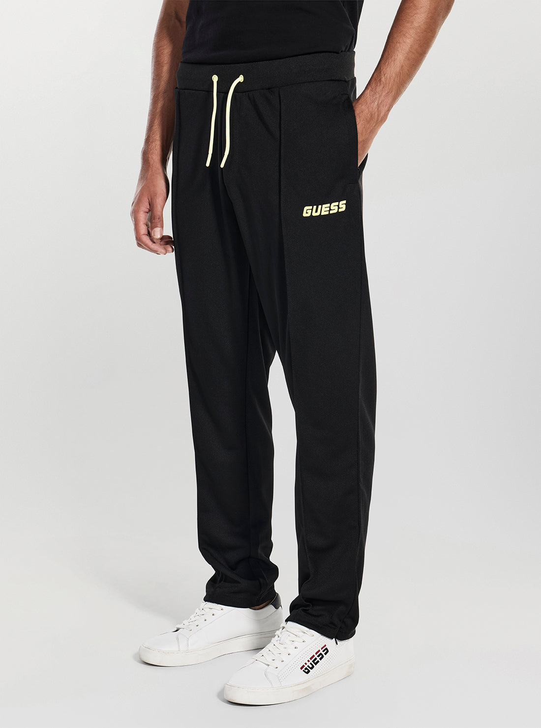 GUESS Mens Black Lansa Active Jogger Pants Z6RB04KD482 Side View