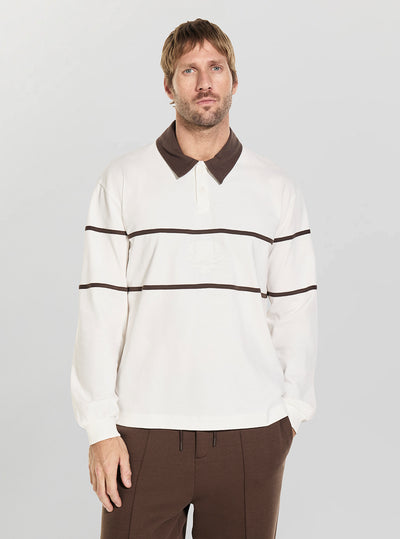 GUESS Mens White Herald Long Sleeve Active Polo Shirt Z6YP04K4999 Front View