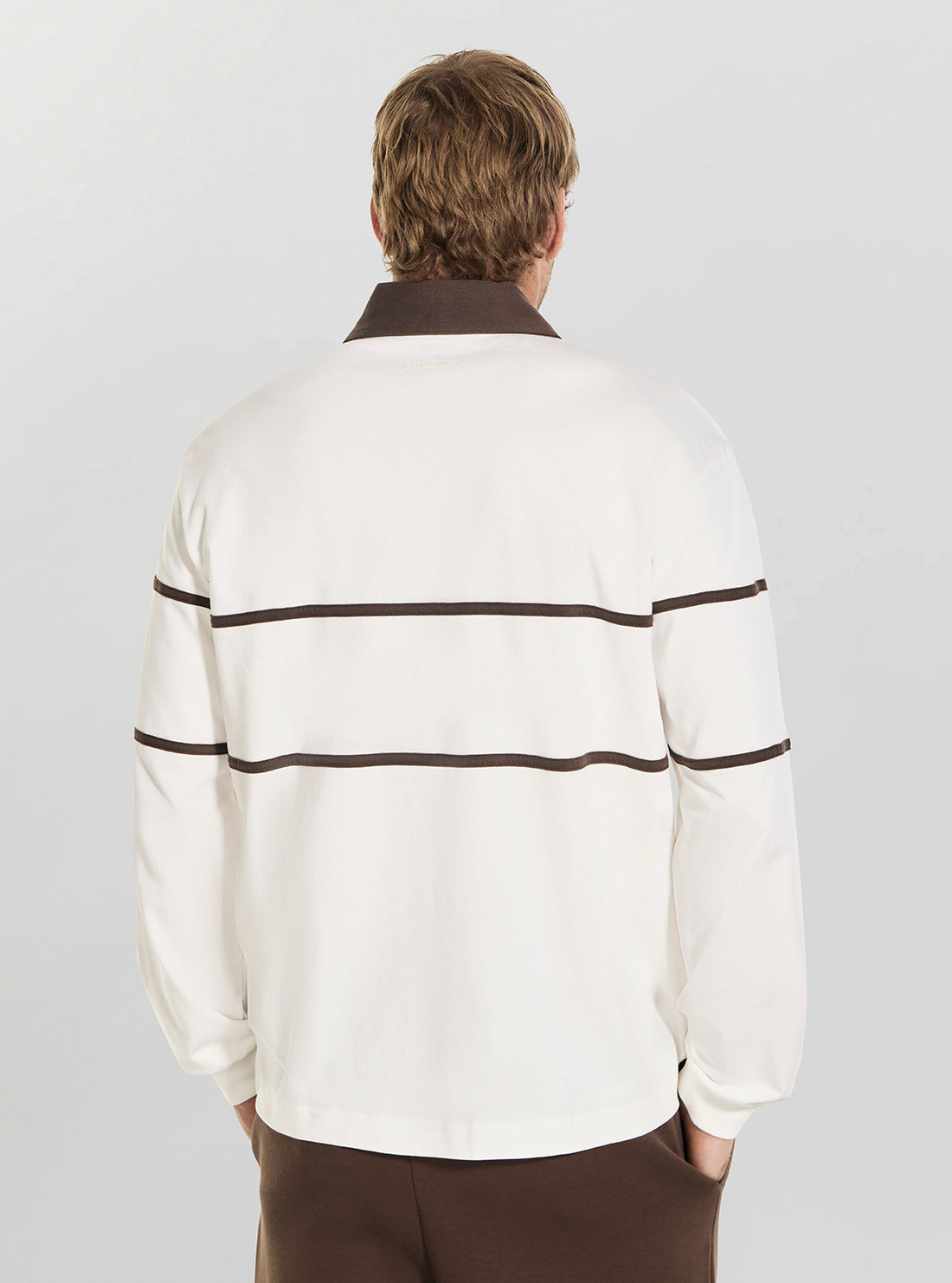GUESS Mens White Herald Long Sleeve Active Polo Shirt Z6YP04K4999 Back View