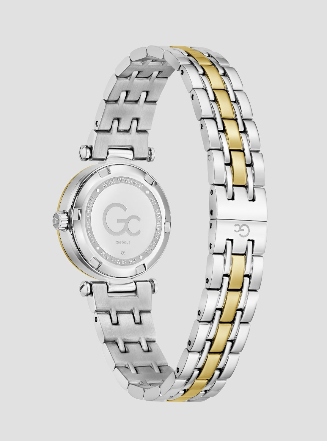 GUESS Accessories Silver Gold GC Dress Watch Z86002L9 Back View