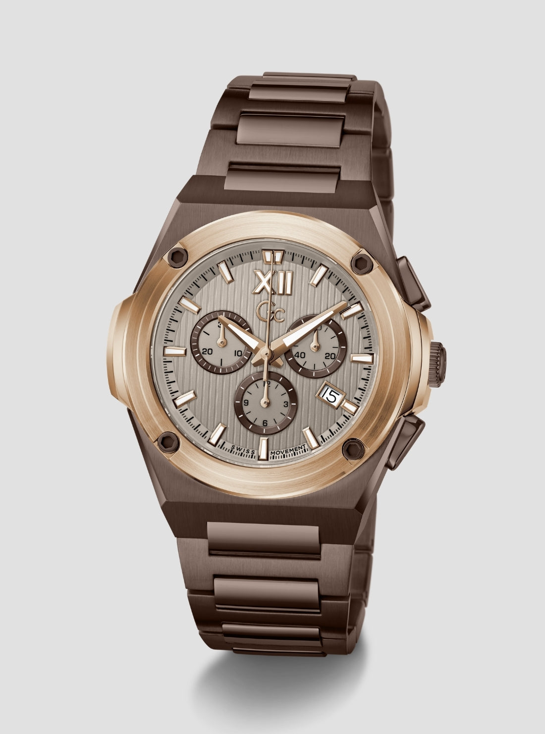GUESS Accessories Brown GC SportChic Chronograph Watch Z95004G1 Front Side View