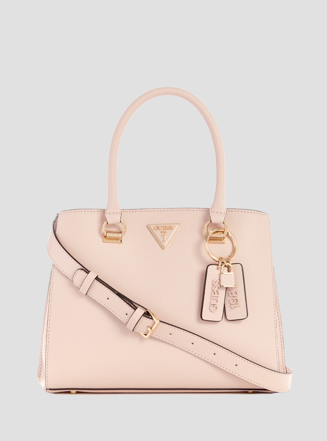 GUESS Women's Pink Noelle Girlfriend Satchel Bag ZG787906LTR Front View