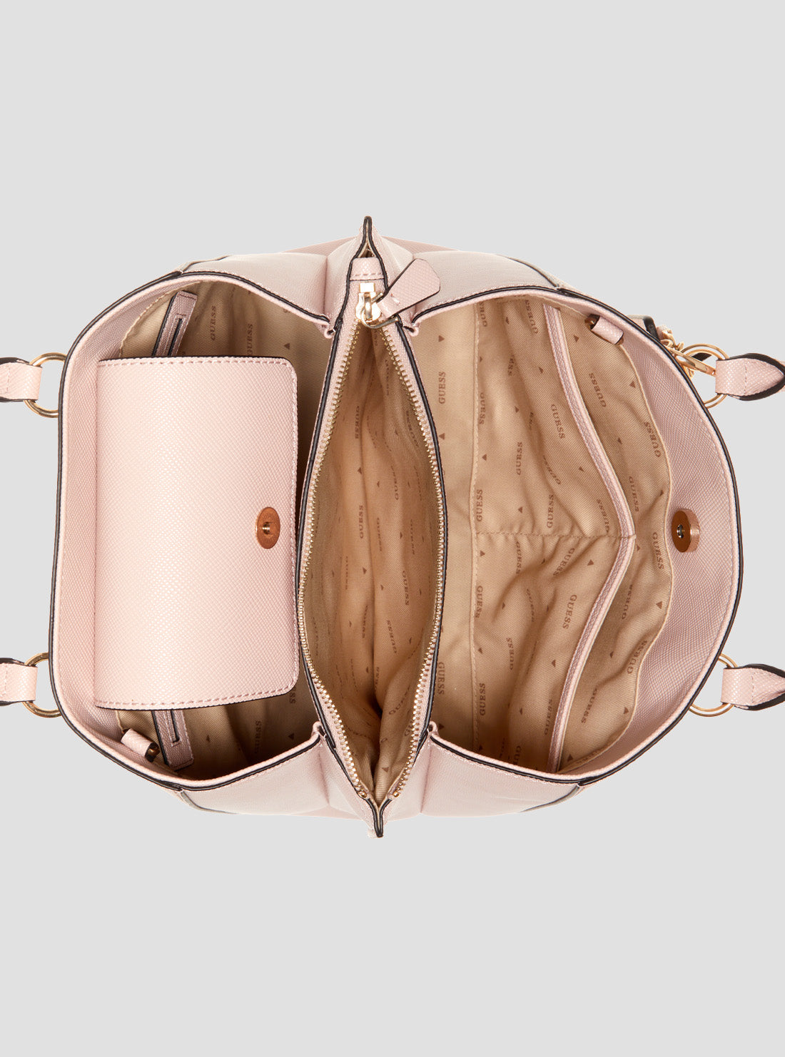 GUESS Women's Pink Noelle Girlfriend Satchel Bag ZG787906LTR Internal View