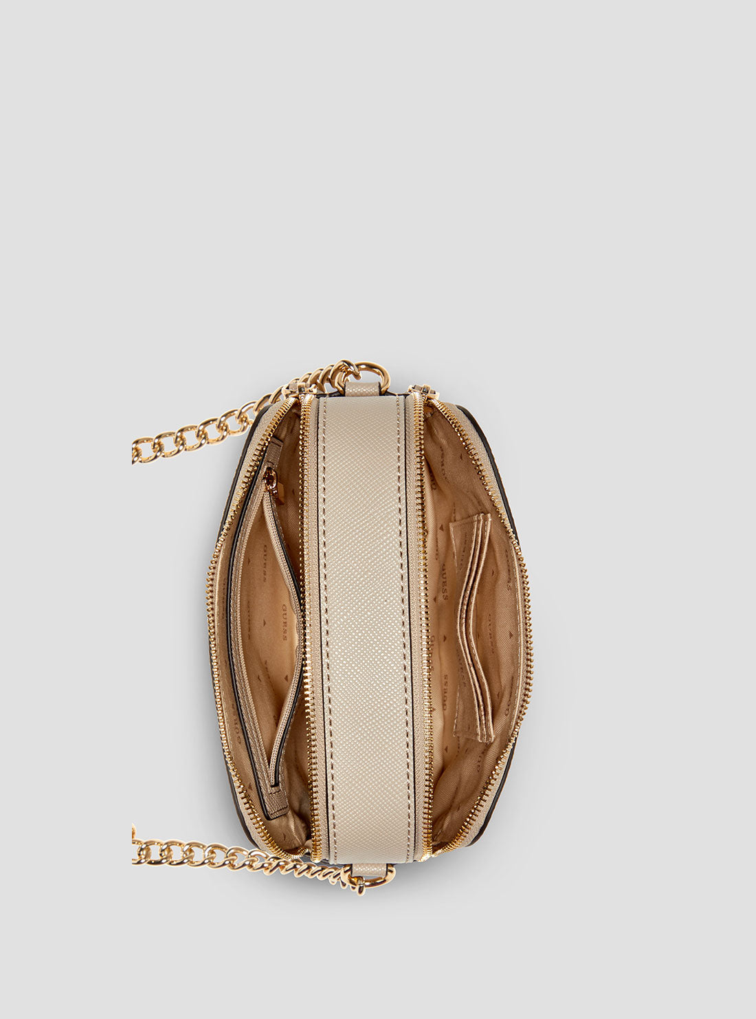 GUESS Women's Taupe Noelle Crossbody Camera Bag ZG787913 Internal View