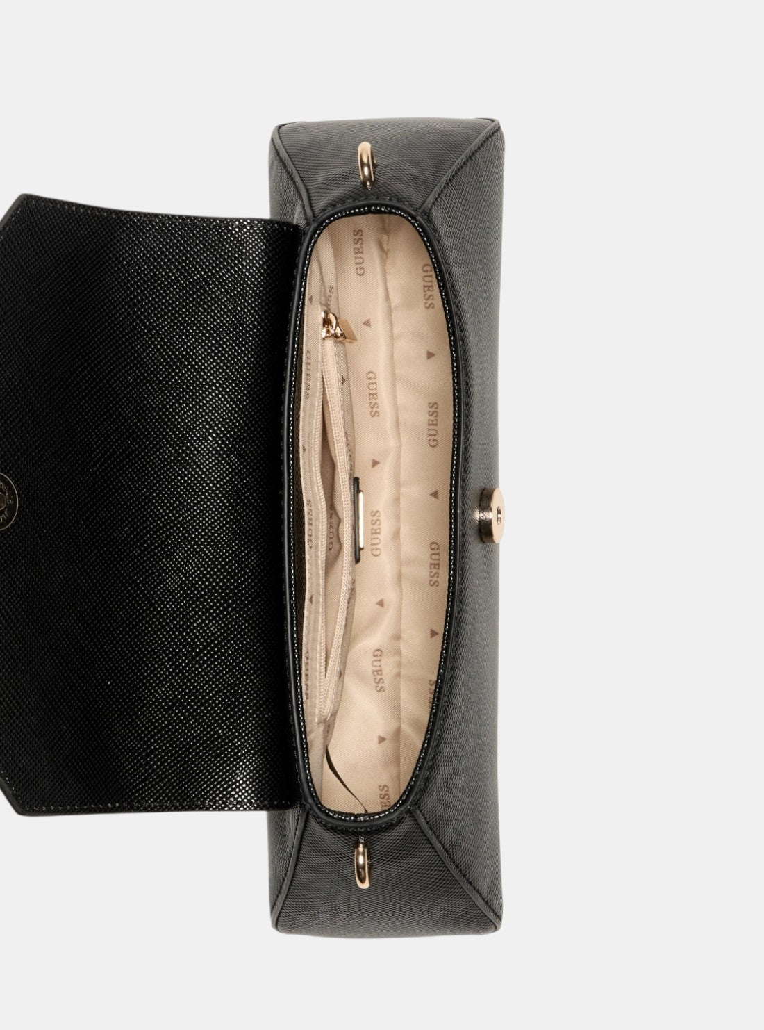 GUESS Womens Black Bolena Flap Shoulder Bag ZG920719 Inside View