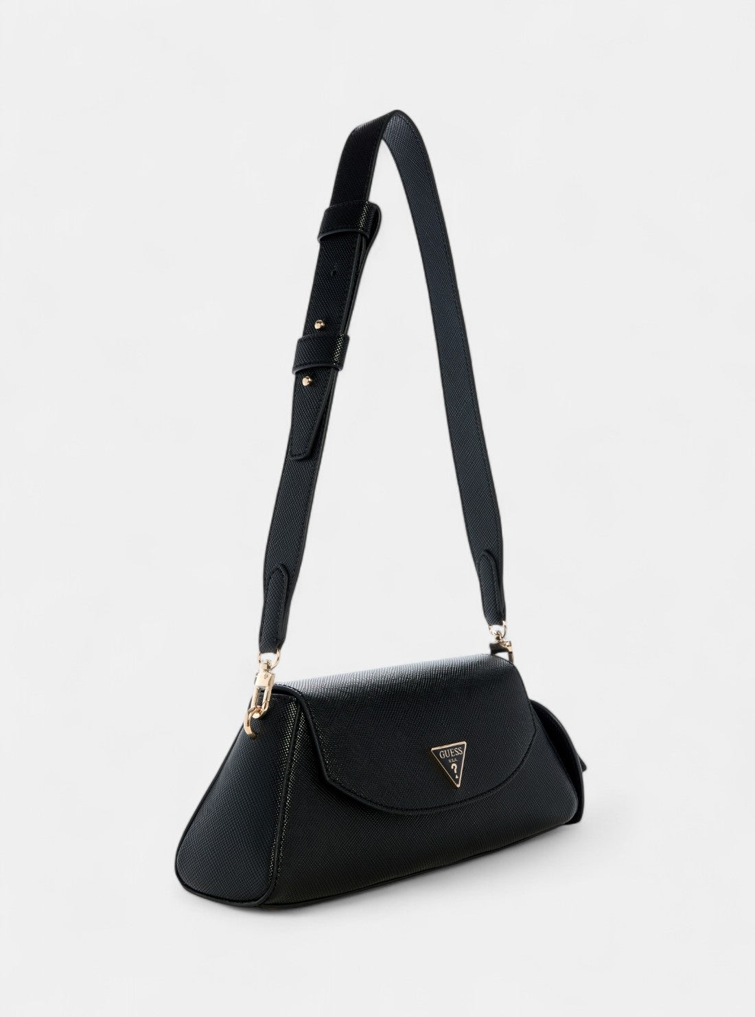 GUESS Womens Black Bolena Flap Shoulder Bag ZG920719 Front Side View