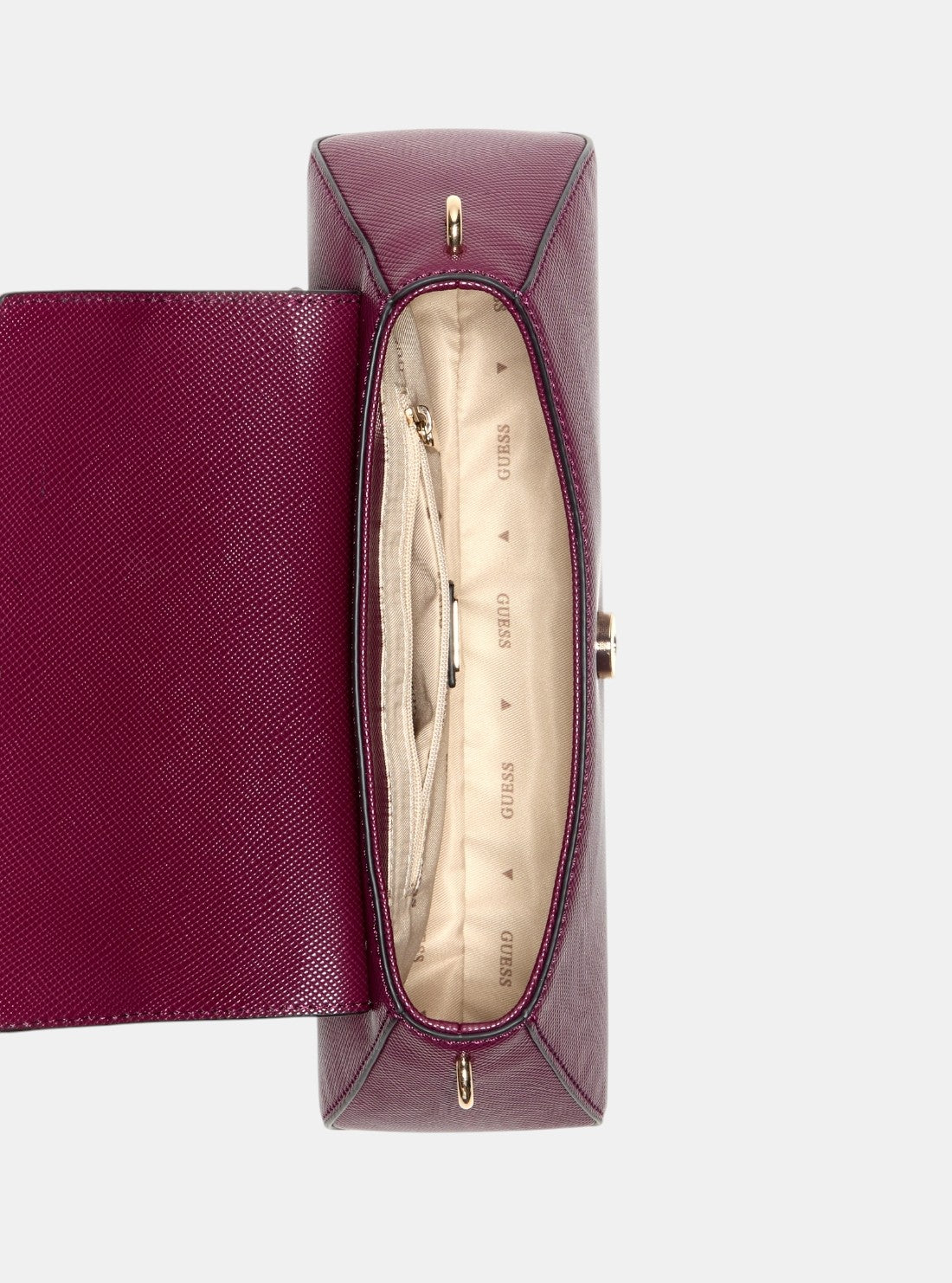 GUESS Womens Red Bolena Flap Shoulder Bag ZG920719 Inside View