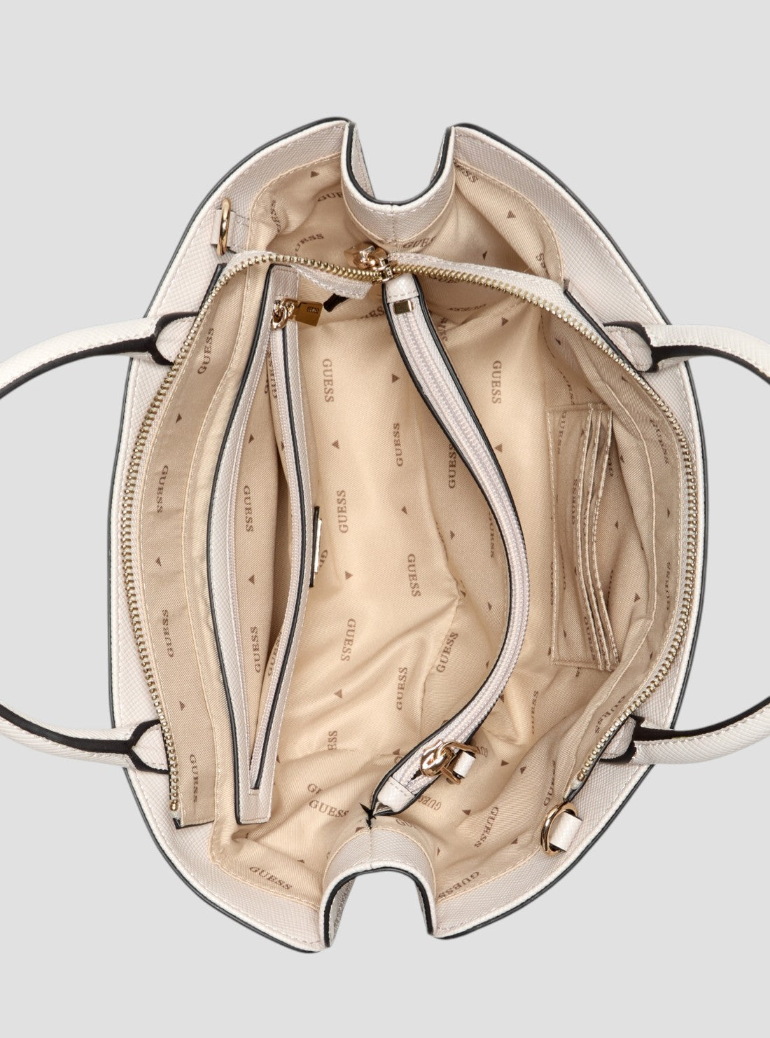 GUESS Womens Beige Bolena Mini Satchel Bag ZG920776 Inside View