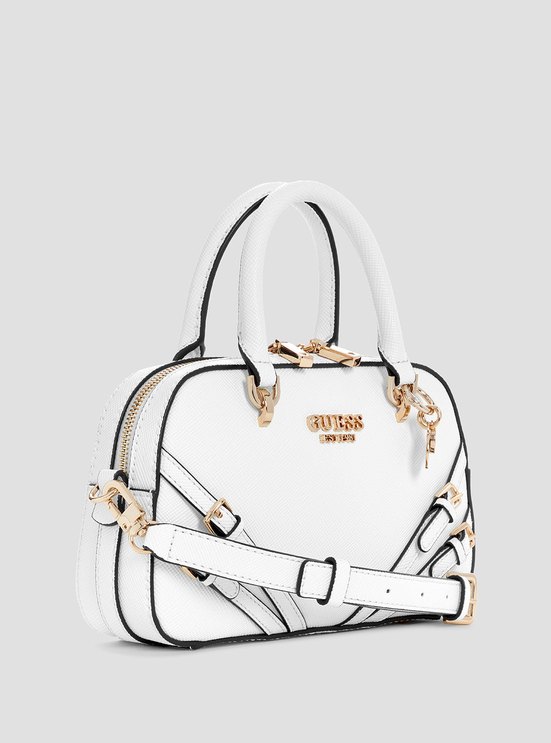GUESS Womens White Bramina Small Satchel Bag ZG963605 Side View