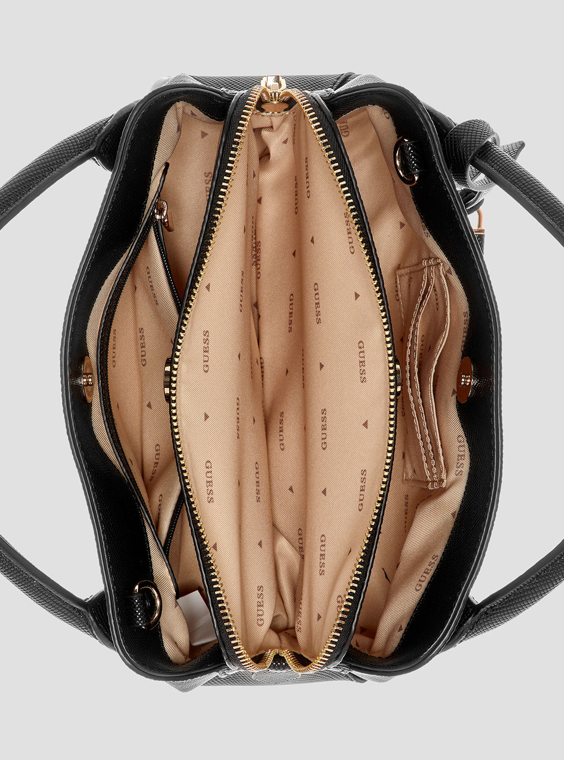 GUESS Womens Black Fedana Girlfriend Satchel Bag ZG964305 Inside view