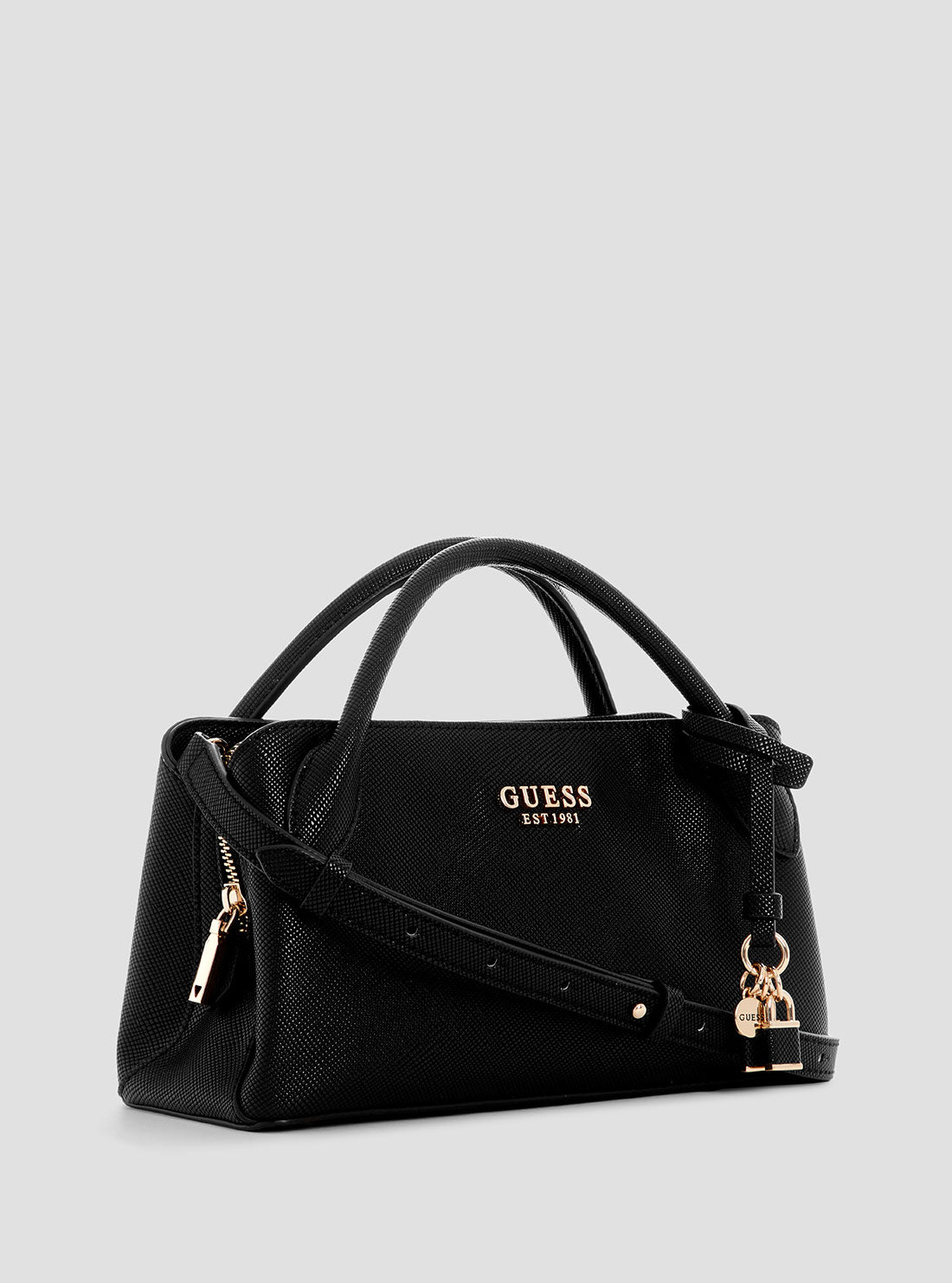 GUESS Womens Black Fedana Girlfriend Satchel Bag ZG964305 Front Side View