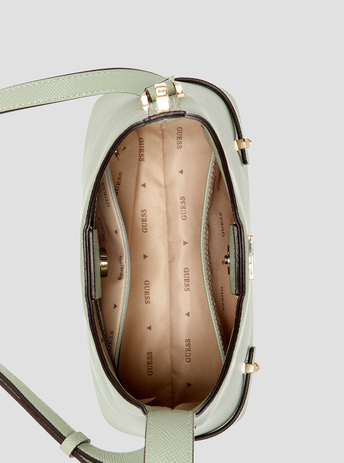 GUESS Womens Green Rosalba Hobo Crossbody Bag ZG965701 Inside View