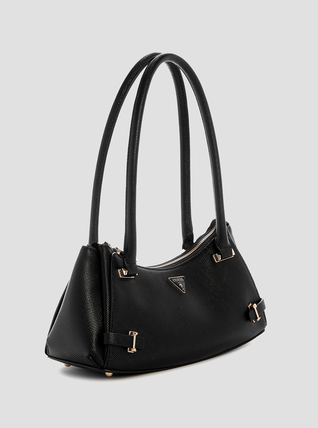 GUESS Womens Black Rosalba Top Zip Shoulder Bag ZG965717 Front Side View