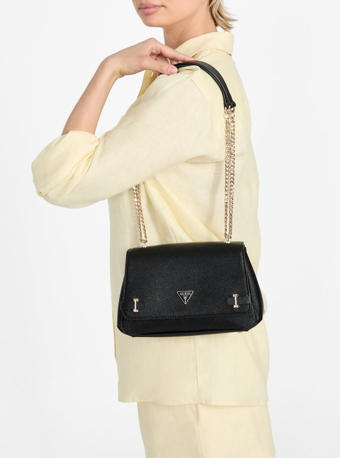 GUESS Womens Black Rosalba Convertible Crossbody Flap ZG965721 Model View