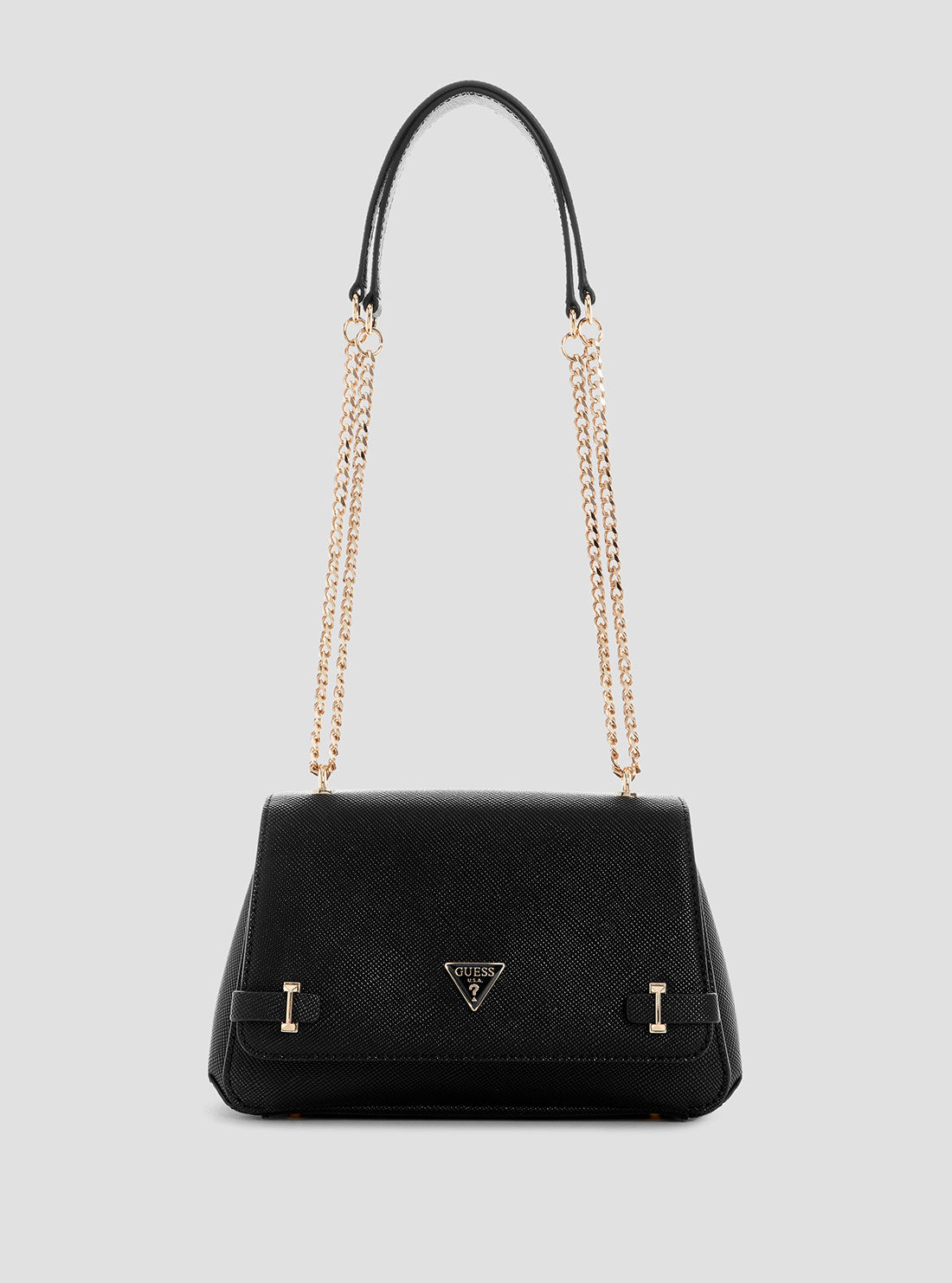 GUESS Womens Black Rosalba Convertible Crossbody Flap ZG965721 Front View