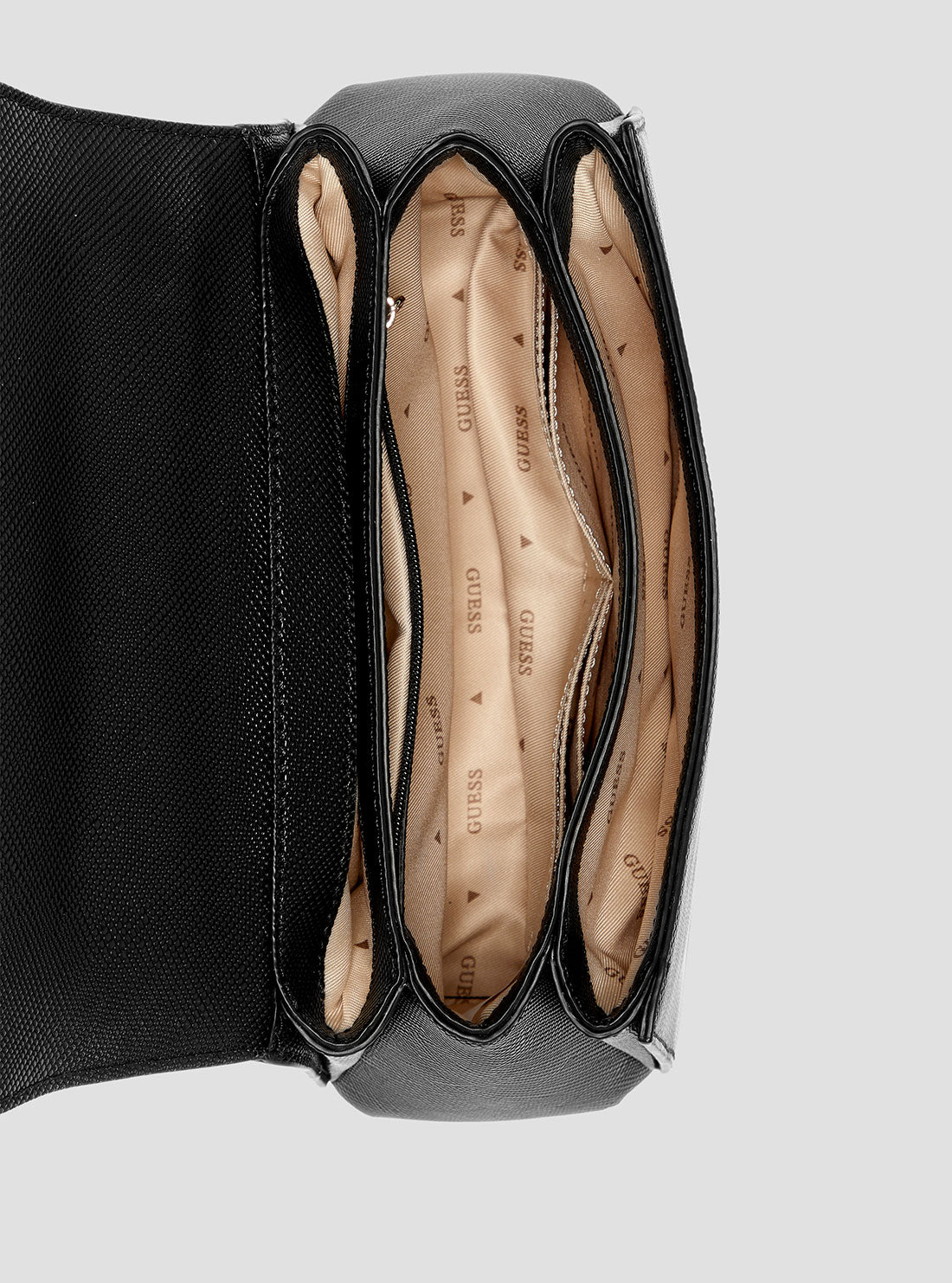 GUESS Womens Black Rosalba Convertible Crossbody Flap ZG965721 Inside View