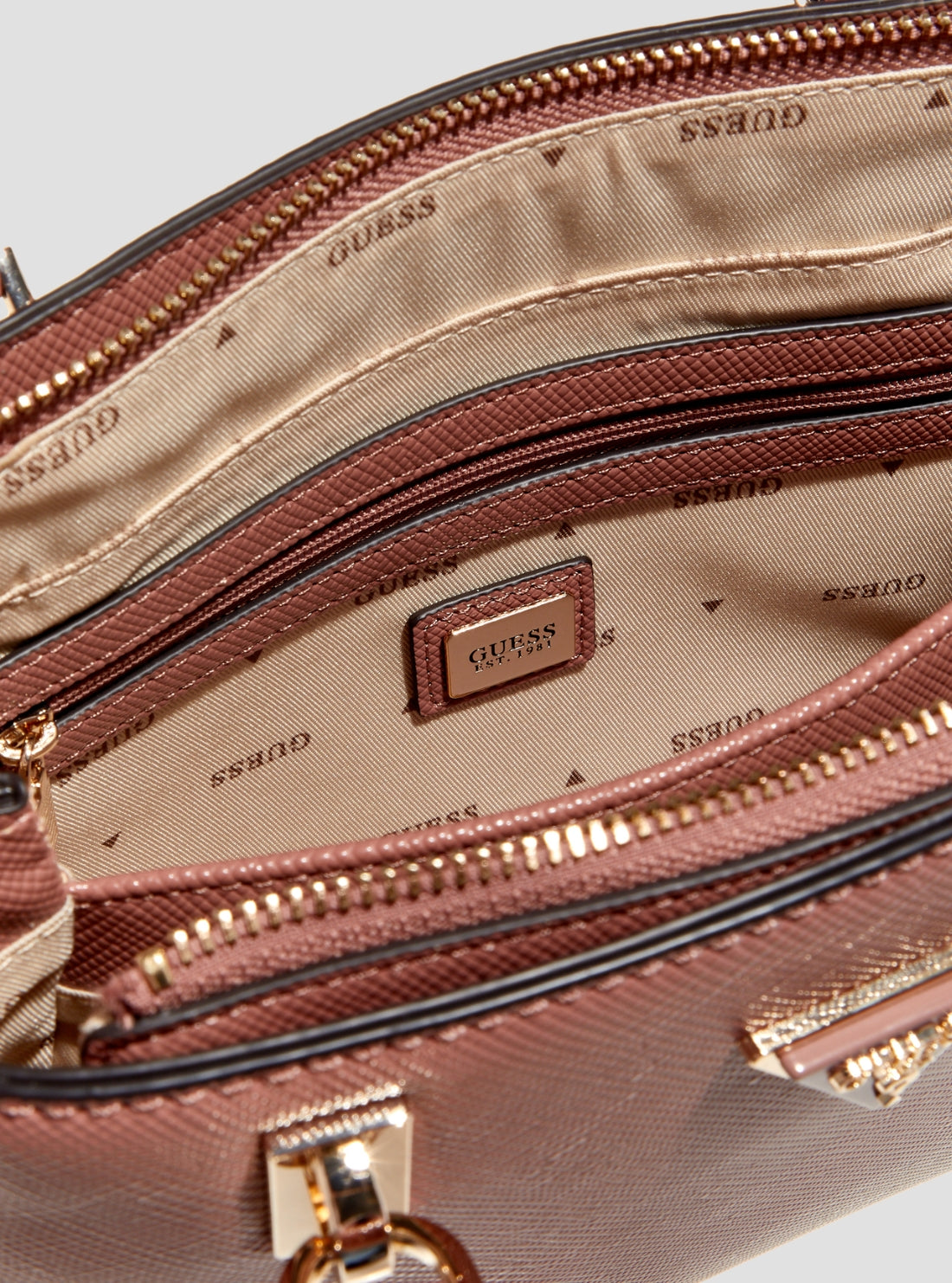 GUESS Womens Pink Noelle II Small Compartment Satchel Bag ZG967205 Detail View2