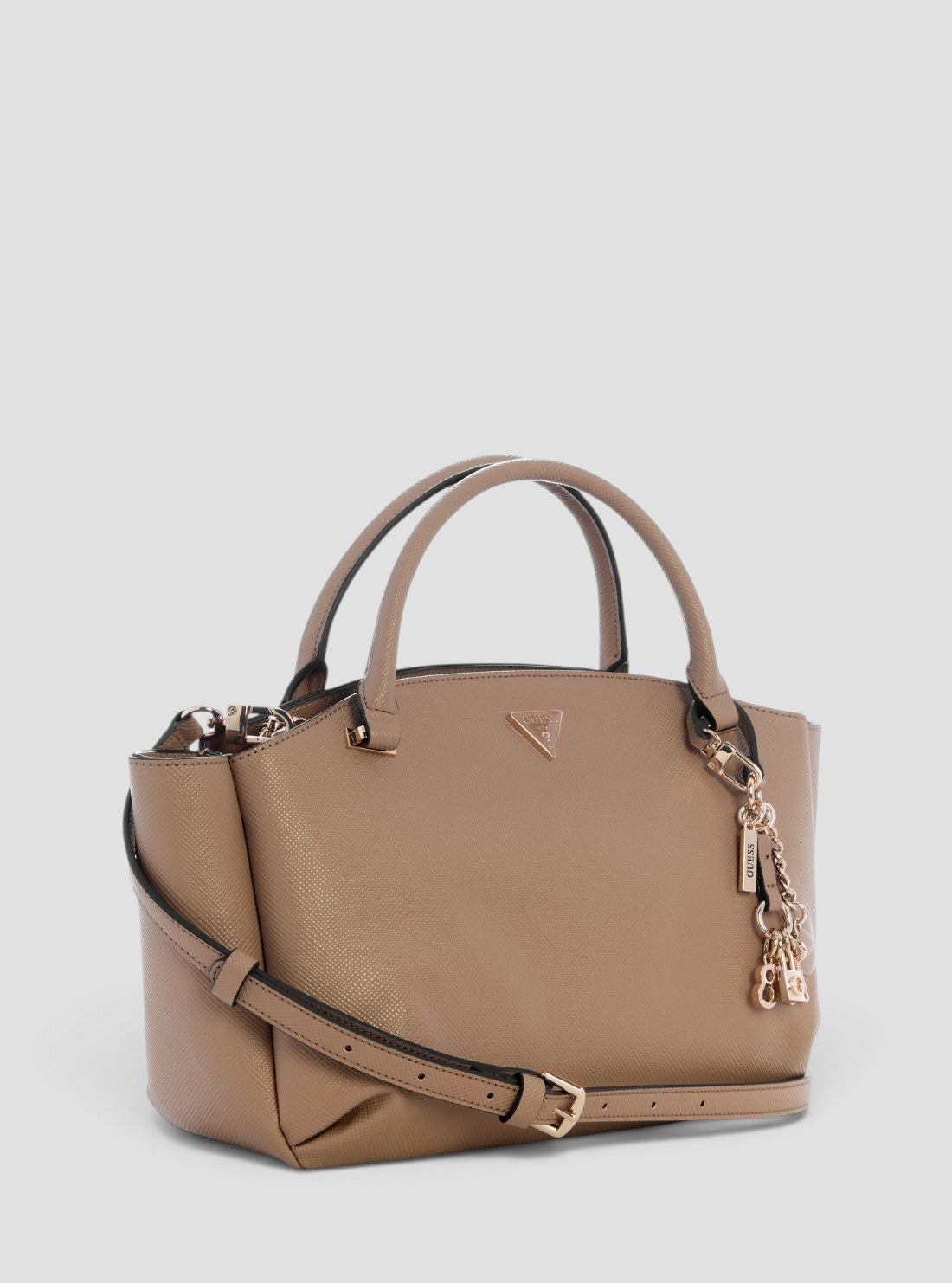 GUESS Womens Beige Gilda 3 Compartment Satchel Bag ZG974706 Side View