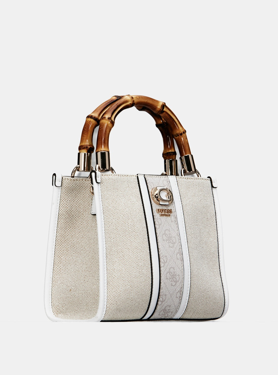 GUESS Beige Logo Kerima Bamboo Mini Tote side view