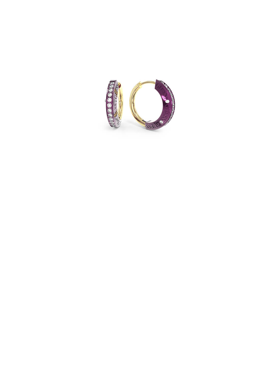 Gold and Purple Guess Bond Earrings | GUESS Women's Jewellery | front view