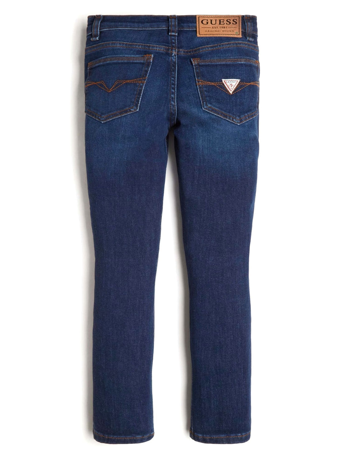 GUESS Kids Big Boy Carry Dark Skinny Denim Jeans (7-16) L2RA12D4GV0 Back View
