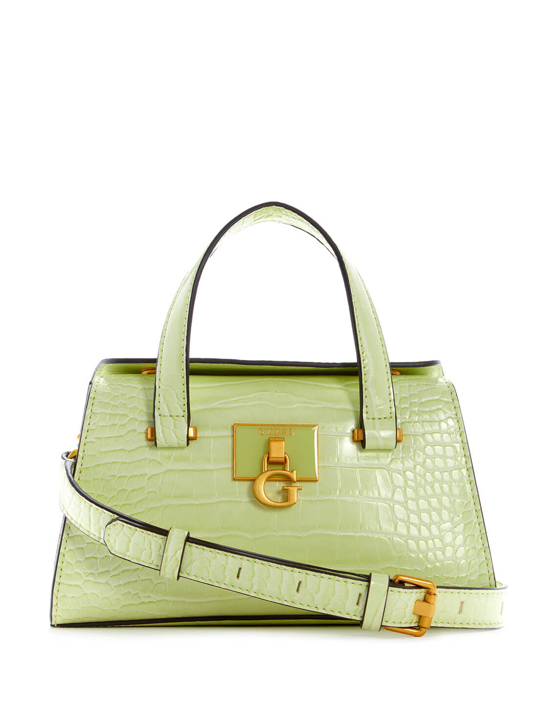 GUESS Womens  Green Croc Stephi Mini Satchel CA787576 Front View