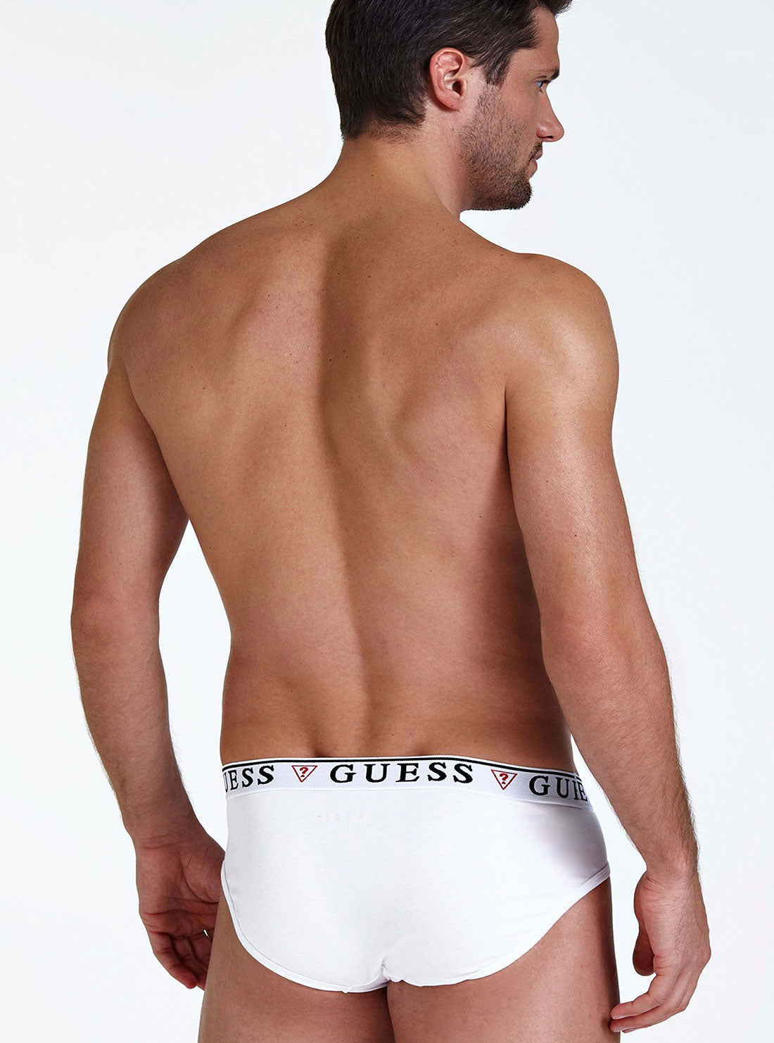 GUESS Mens White Brian Hero 3-Pack Briefs U97G00JR003 Back View