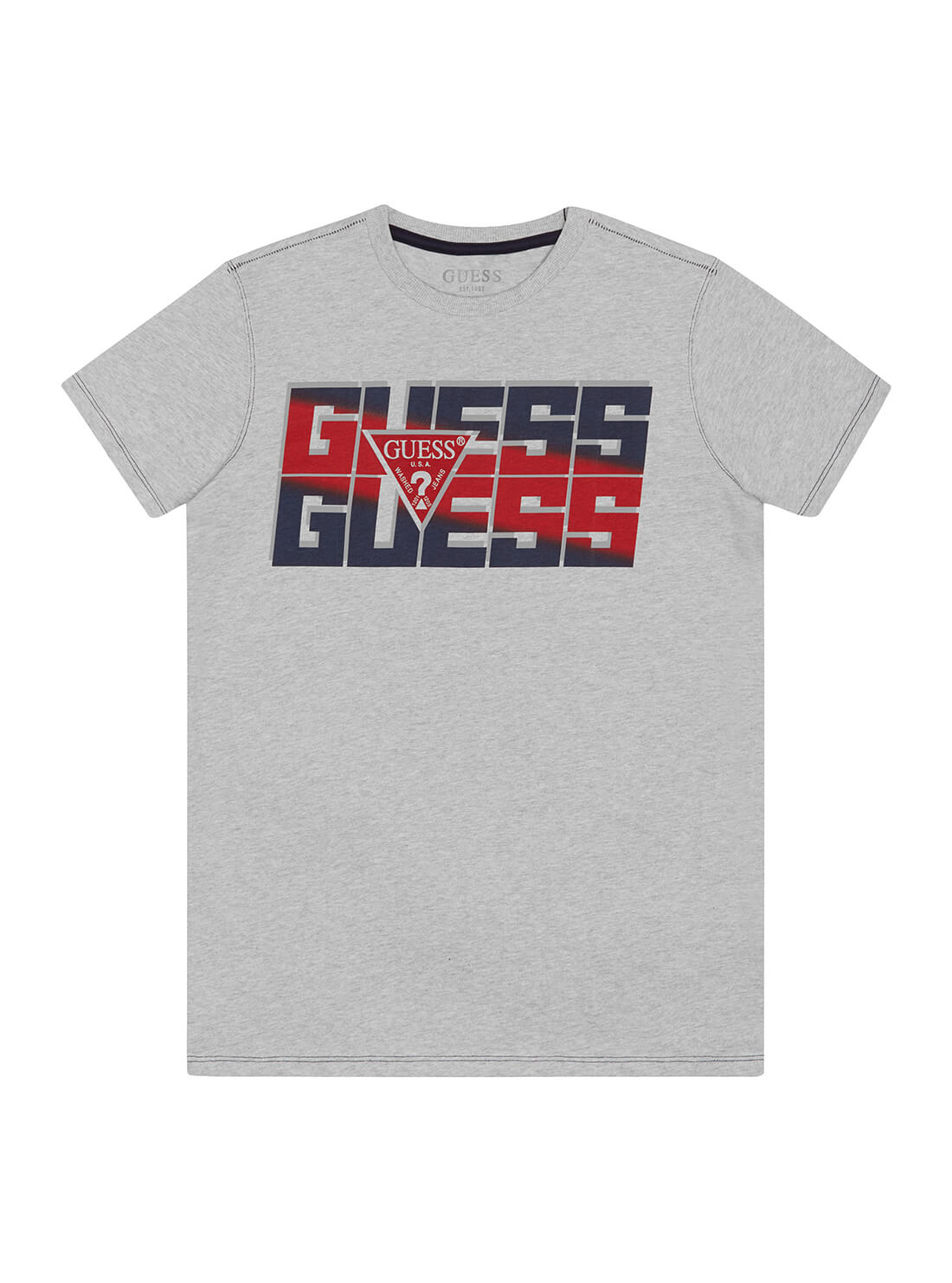 GUESS Big Boy Grey Graphic Double Logo T-Shirt (7-16) L1BI14I3Z11 Front View